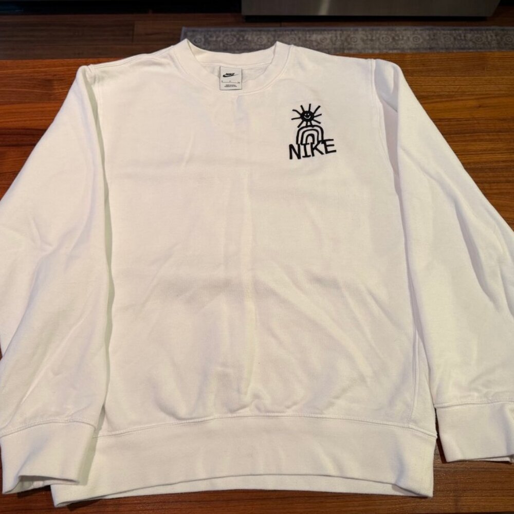 Nike Fleece Crew Neck Sweatshirt (White)
